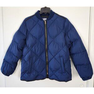 Lands End Women's Navy Blue Diamond Quilted Primaloft Zip Up Puffer Coat, Med